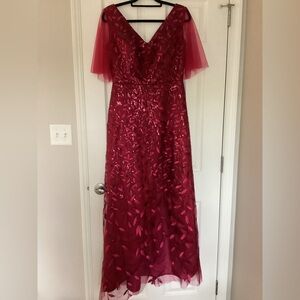 Chic Burgundy Wedding Dress with Sheer Sleeves